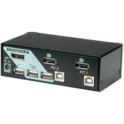 Roline KVM Switch, DisplayPort, USB 2.0, KVM Switch, Schwarz