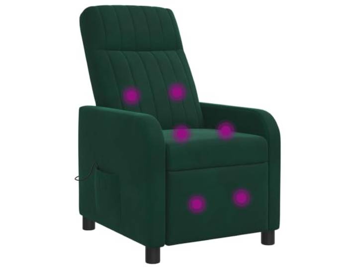 Massage Relaxsessel Dunkelgrün Samt Höhenverstellbar, neigbar 115°-160°, Metall- und Holzwerkstoffgestell, flache Armlehnen, pflegeleicht