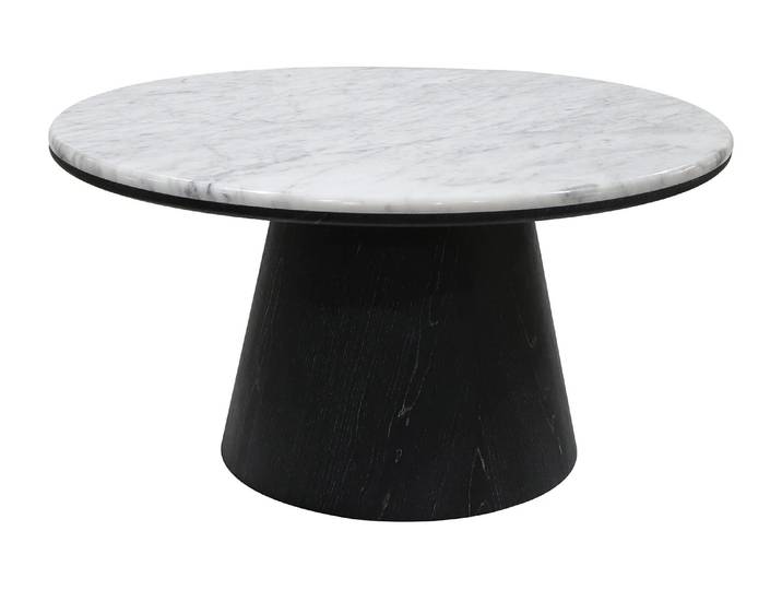 Table Basse En Marbre Et Placage Chêne - Noir - Sadura