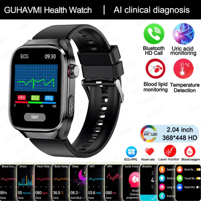 Inspire Curations AI Laser Health Smartwatch With ECG PPG Uric Acid & Blood Pressure Monitor black