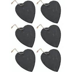 Schieferherz zum Aufhängen mit Juteband Schiefertafel Dekoration Wandeko (6, 17 cm Herz)