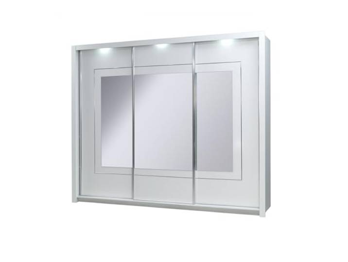 Lomadox Schlafzimmer Kleiderschrank Schwebetürenschrank in weiß Hochglanz PALINURO-166, 258cm breit