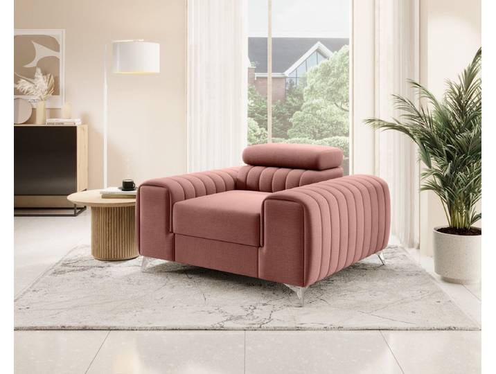 Designer Sessel Linuro mit verstellbarer Kopflehne - Rosé - Luxusbetten24