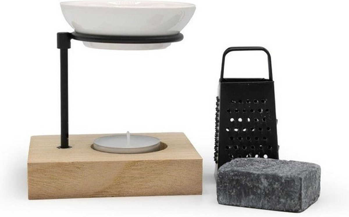 Ideas4seasons Amberblokjes Geurblokjes Cadeauset 3-delig met Muskgeur, Geurbrander en Rasp