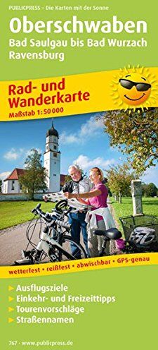 Oberschwaben, Bad Saulgau bis Bad Wurzach, Ravensburg: Rad- und Wanderkarte mit Ausflugszielen, Einkehr- & Freizeittipps sowie Straßennamen, wetterfest, reißfest, abwischbar, GPS-genau. 1:50000 - Preis vom 30.09.2026 09:01:18 h