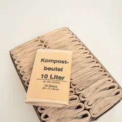 ~10 L Bio-Kompostbeutel - 200 + 160 x 360 mm, braun 300 Stück