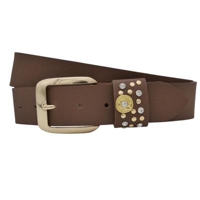 Ledergürtel ANNAMATONI "AnnaMatoni AnnaMatoni Damen Ledergürtel mit goldfarbener", Damen, Gr. TW85, braun (braun 690), 100% Leder, Gürtel Ledergürtel