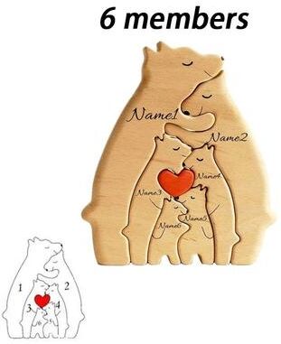 Uplift Picks Personalized Wooden Bear Family Puzzle For Heartwarming Custom Home Decor Gifts 6 Members not Customized