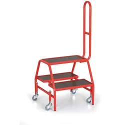 Mobile Treppe mit Stützhandgriff, 4 gefederte Rollen