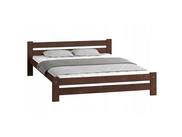 Home Collective 140x200cm Bett, Bettgestell 140x200, Holzbett mit Lattenrost 140x200 Massivholz Kiefer Stabil & Langlebig 205x152x58.5 cm (BxTxH) Walnuss
