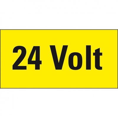 Aufkleber I Warnschild 24 Volt, RoHS konform, Folie, selbstklebend, 37x74mm
