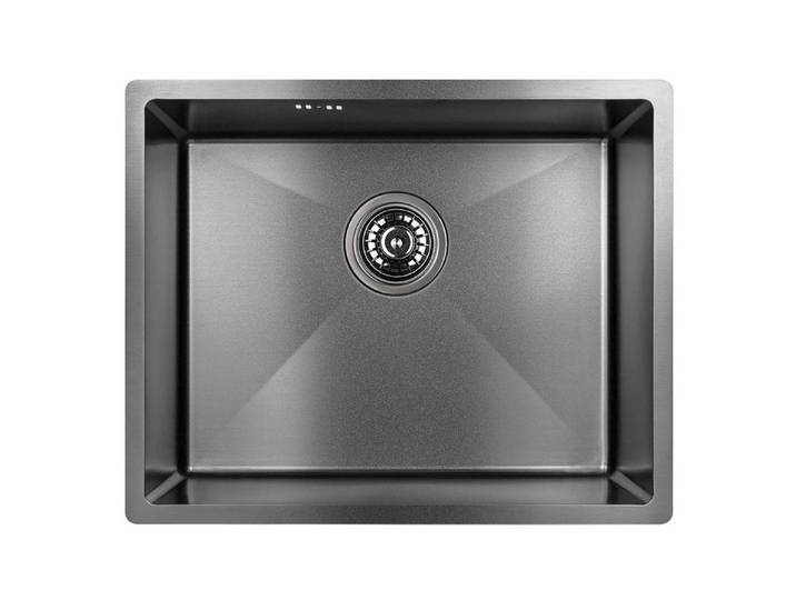 KOLMAN Küchenspüle Einzelbecken Marmara Stahl Spülbecken, Rechteckig, 44/54 cm, Space Saving Siphon GRATIS