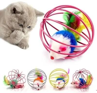 Uplift Treasures Interactive Caged Mouse Ball Toy For Cats And Small Pets Interactive Caged Mouse Ball Toy For Cats And Small Pets