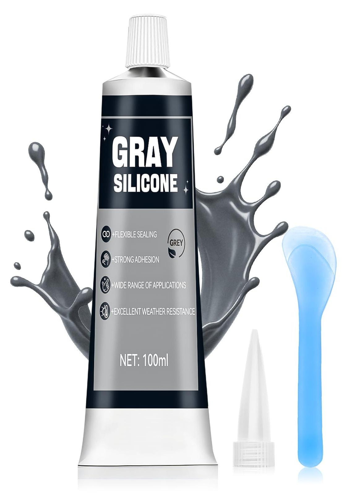 Merkloze Grijze Siliconen Kit voor Keuken en Badkamer, Waterproof, 100ml