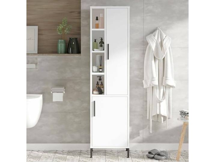 Dmora Mehrzweckschrank Serpens 45x173,6 cm Weiß Kleiderstange