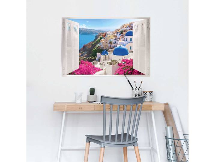 Affiche Santorin Papier Bleu 61 x 92 x 0cm