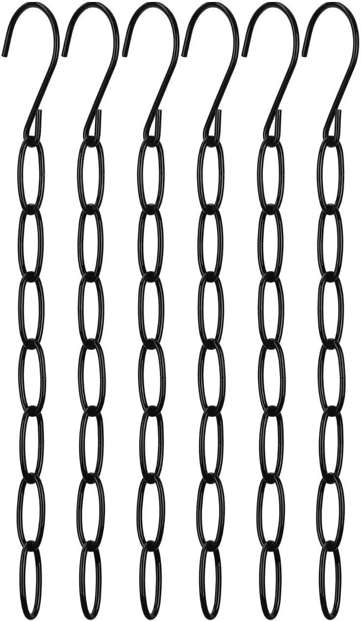 INF Multifunktionale Hängeketten für Kleidung, Kleiderbügel 6er-Pack – Schwarze Metallaufbewahrungslösung