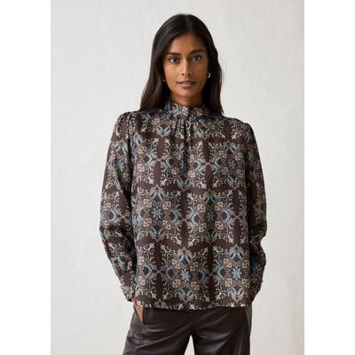 Tunika BONPRIX, Damen, Gr. 42, dunkelbraun paisley, Obermaterial: 64% Cupro, 36% Seide, loose fit, Tuniken, aus Cupro und Seide, mit seidig-weicher Haptik, Loose Fit