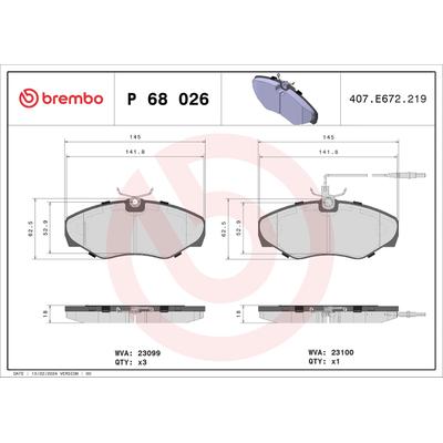 Brembo Bremsbelagsatz, Scheibenbremse [Hersteller-Nr. P68026] für Renault