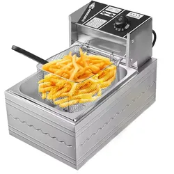 Elektrische Fritteuse aus Edelstahl (6 Liter) mit Frittierkorb