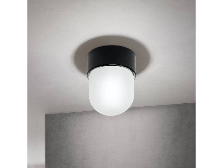 ORION Deckenleuchte Ostia, dimmbar, schwarz, für Flurbereich, Glas