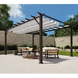 Paragon Outdoor Aluminium Pergola Florenz 1116 | Holzoptik dunkelbraun/weiß | 350x505x236 cm - Dunkelbraun, Weiß