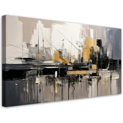 LEINWANDBILD Stadt Abstraktion Gold 120x60cm