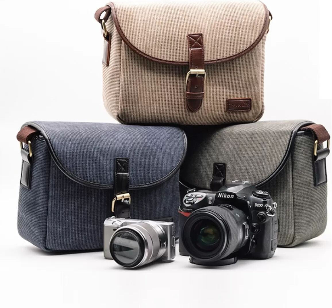 INF Canvas DSLR Kameratasche – Leicht, stoßfest und wasserabweisend Grau