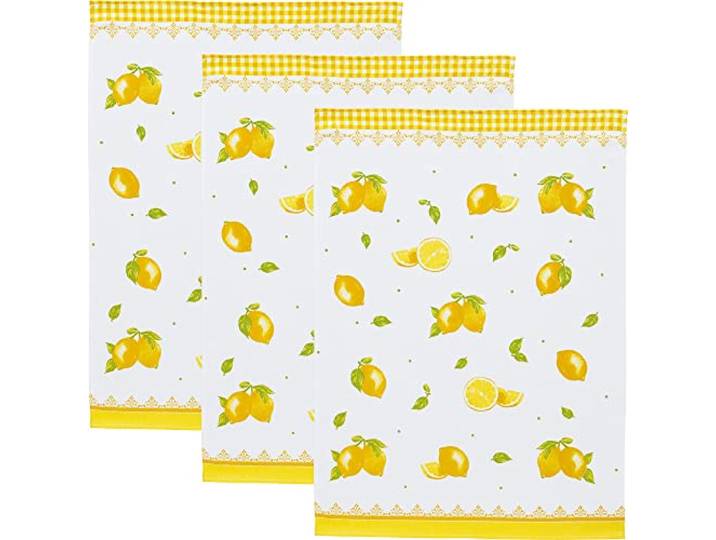 Erwin Müller Geschirrtuch, Küchentuch, Trockentuch im 3er-Pack mit Druckmotiv Zitronen Größe 50x70 cm - strapazierfähig, saugkräftig, 100% Baumwolle