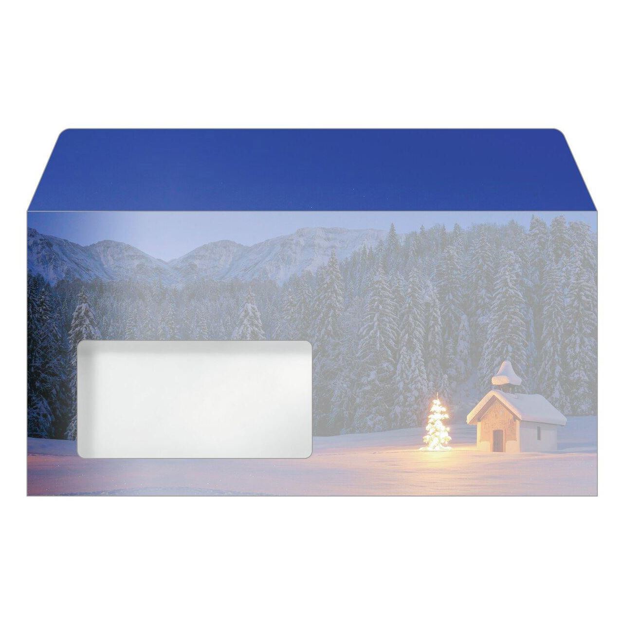 SIGEL Weihnachtsbriefumschläge Christmas Chapel DIN lang mit Fenster, 50 St.