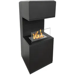 Divina Fire Oslo Bioethanolkamin, freistehender Bioethanolkamin aus schwarzem Stahl, L38xT38xH100