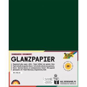 Folia Buntpapier 70150, glänzend, 35 x 50 cm, dunkelgrün, 80 g/m², ungummiert, 20 Blatt