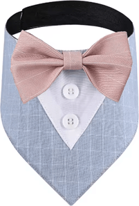 Inspire Picks Sucado Wedding Dog Bandana Tuxedo Adjustable Formal Pet Scarf For Parties & Special Occasions light Blue m