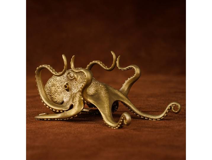 Statuette de pieuvre en métal, support de bureau pour téléphone, porte-stylo, porte-lunettes, ornements de voiture, décoration intérieure