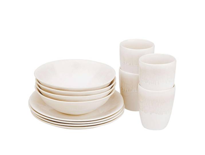 Butlers Geschirrset 12-tlg. Atlantis 4 Personen, Beige, Keramik, 23x3x23 cm, Geschirr, Geschirrsets