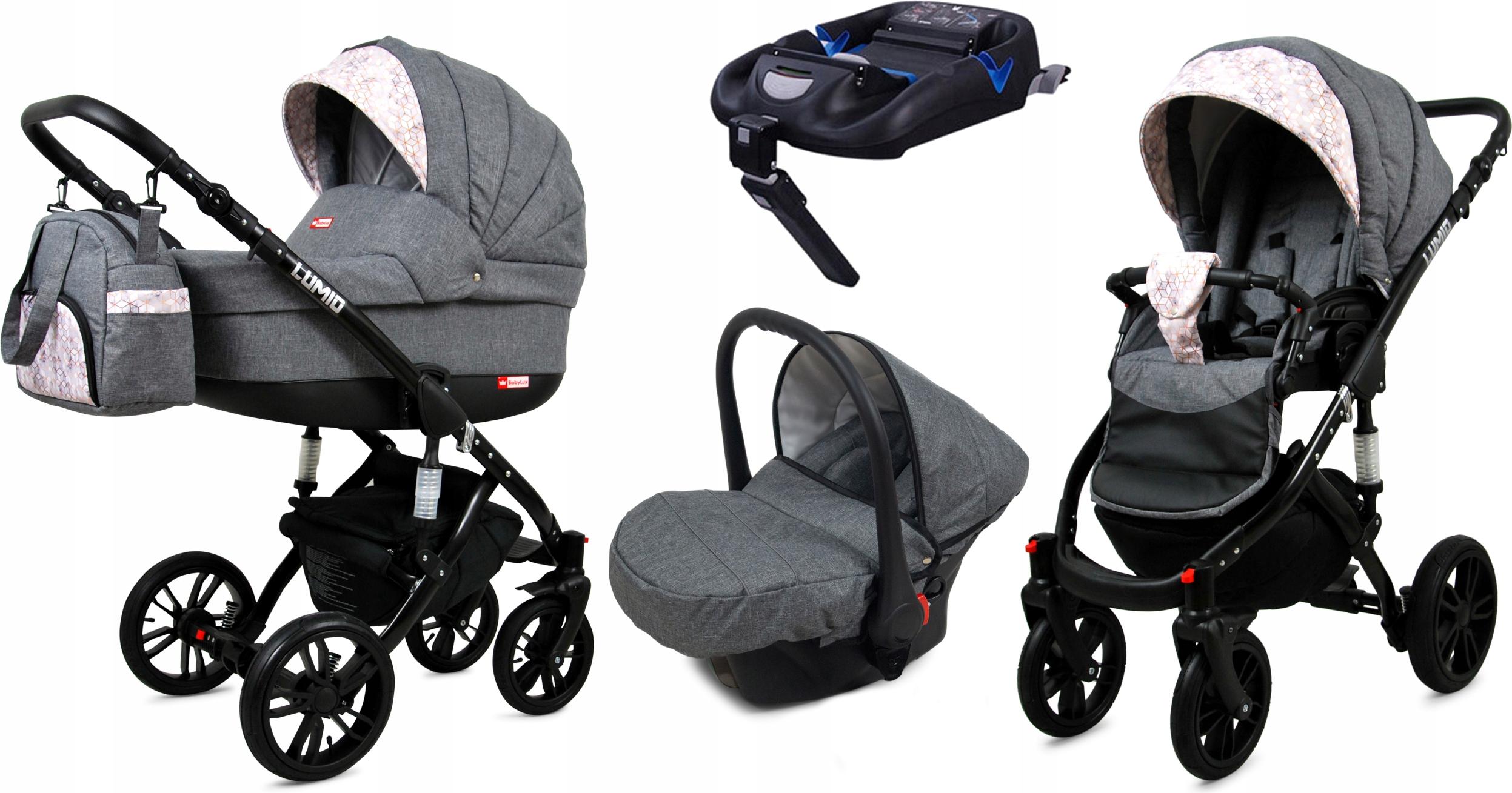 BabyLux Lumio | 4in1 Kinderwagen Set | Flaxen | Kombikinderwagen | Kinderwagenset | Isofix-Basi