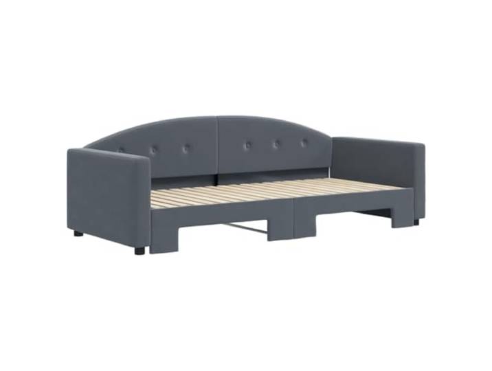KTHLBRH Ausziehbares Schlafsofa Dunkelgrau Samt 90 x 190 cm Gestell aus Holz und Metall, modernes Design, 2 notwendige Matratzen, für Wohnzimmer