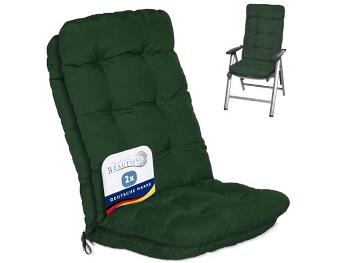 Beautissu 2er Set Hochlehner Auflagen Sitzpolster für Gartenstühle Outdoor