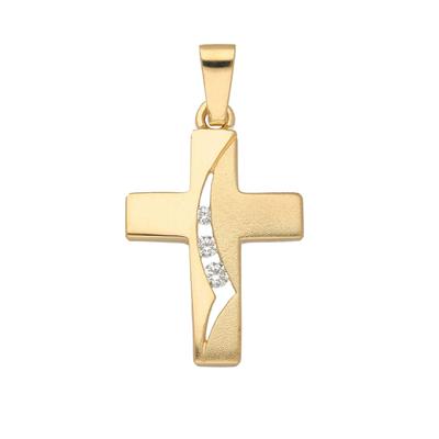 Kreuzanhänger ADELIA´S "Damen & Herren 333 Gold Kreuz Anhänger mit Zirkonia", gold, Schmuckanhänger, Damen, Gold, mit Zirkonia für Damen & Herren