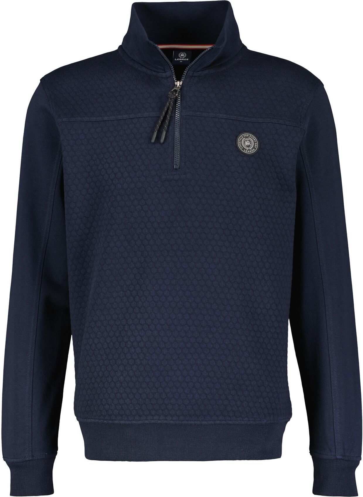 Sweatshirt LERROS "Sweat-Troyer mit dezentem Nadel-Steppmuster", Herren, Gr. S, blau (classic navy), 100% Baumwolle, Sweatshirts Sweatshirt classic navy S