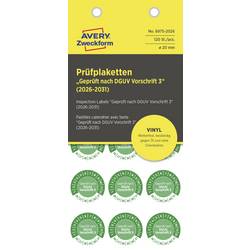 Avery-Zweckform 6975-2026 Prüfplakette Geprüft nach DGUV Vorschrift 3 Grün Folie selbstklebend (Ø) 20 mm 20 mm DGUV 120 St.