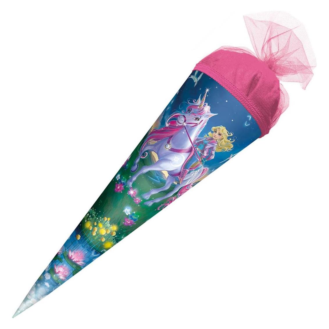 Magni Roth Schultüte Magische Einhornreiterin rund Tüllverschluss 50cm (50 cm, 1x) (58759913)