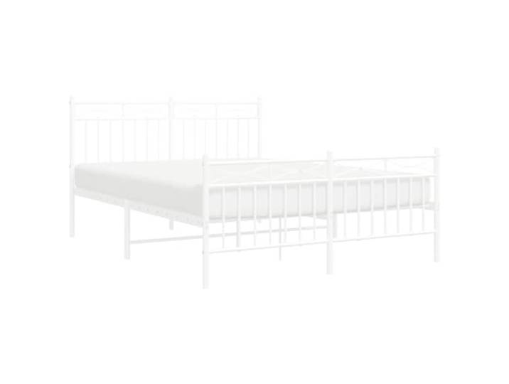 KTHLBRH Bettgestell aus Metall, weiß, 140 x 190 cm, mit Kopfteil Bettgestell aus Stahl, inkl. Lattenrost, 26 cm Unterbett, stabile Konstruktion