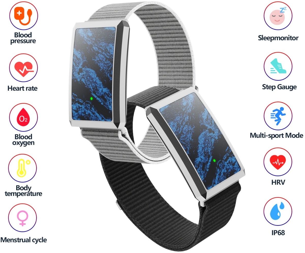 INF Bildschirmloses Smart-Armband – ECG & Körperzusammensetzung mit HRV, Schlaf, SpO2 (nicht medizinisch), IP68, 15–20 Tage Akku Rot