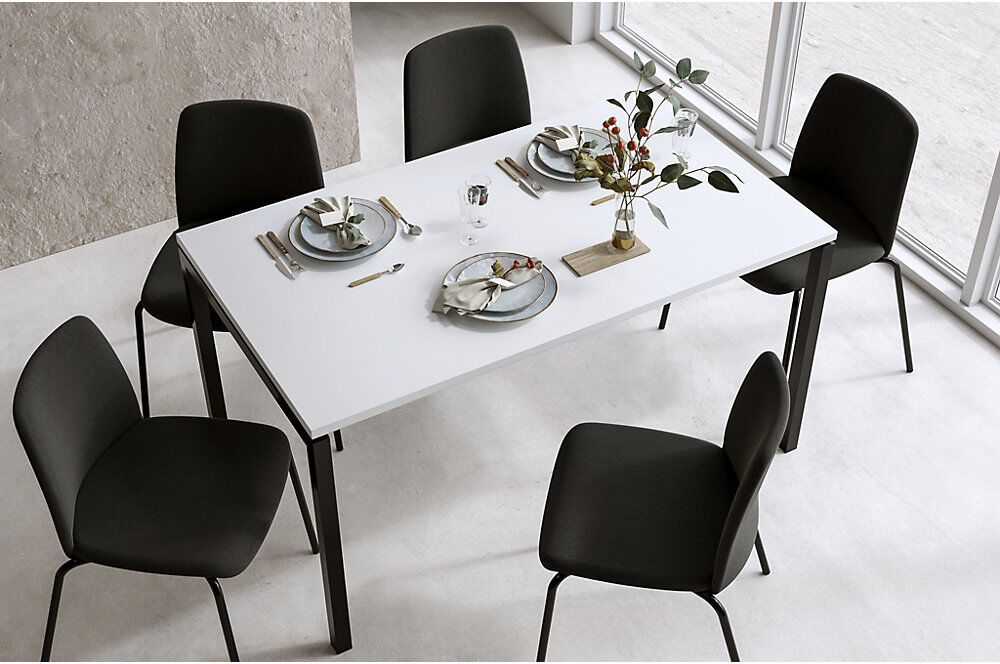 kaiserkraft Stuhl Helmer, Sitz/Lehne gepolstert, VE 4 Stk, Sitz schwarz, Gestell weiß