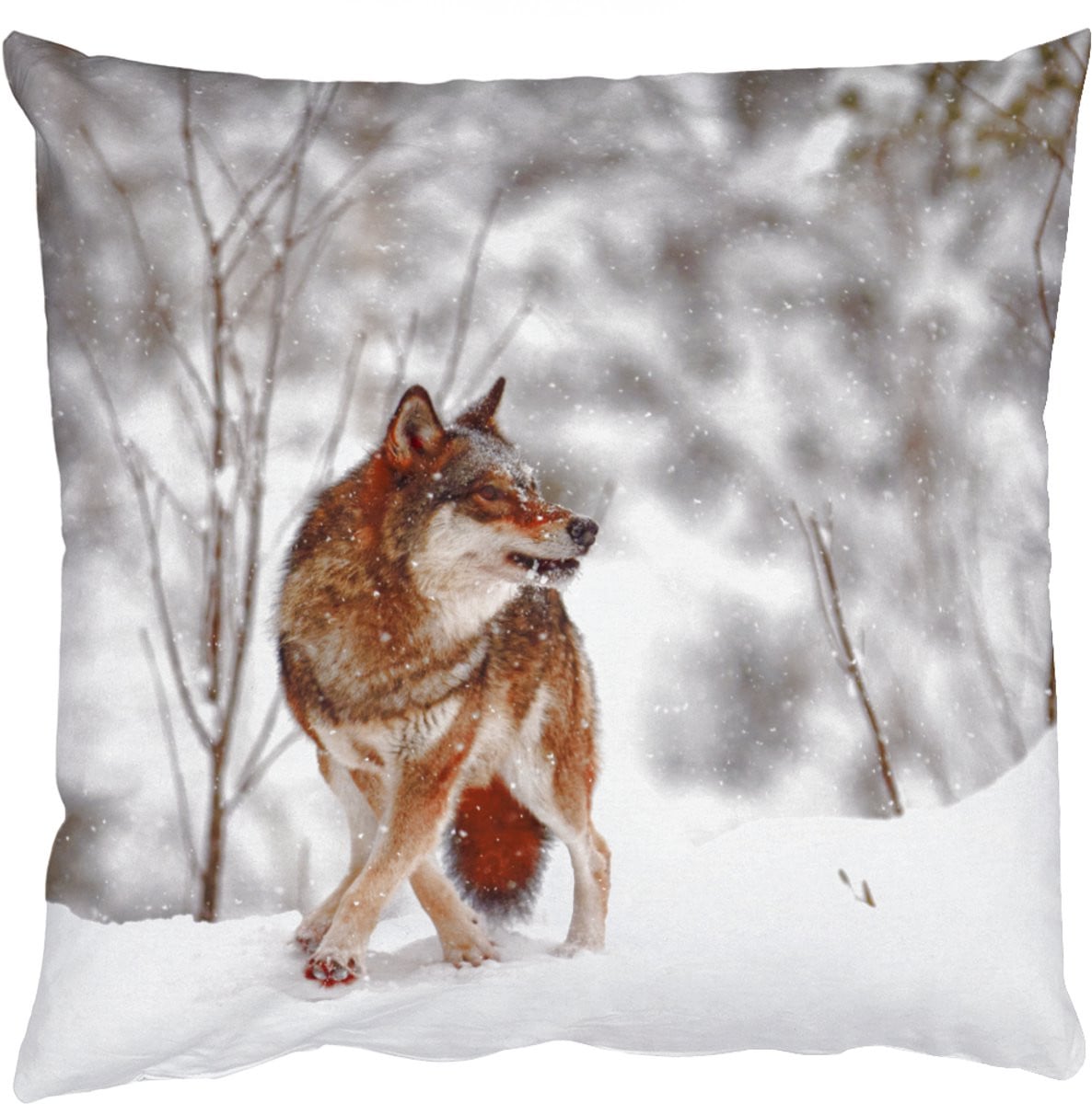 Sierkussen Wolf Winter Sneeuw Natuur 45 x 45 cm