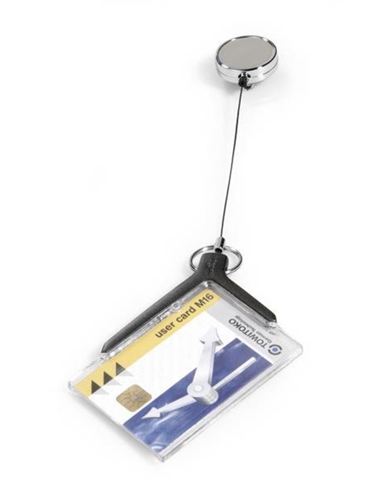 DURABLE Eleganter Ausweishalter für 1 Karte im Format 54 x 87 mm. Mit verchromten Jojo.