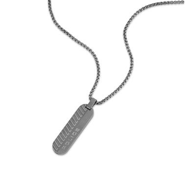 Kette mit Anhänger POLICE "Treadstone", silber (gunfarben), Halsketten, Herren, Edelstahl, L: 55 B: 2mm, B:2mm