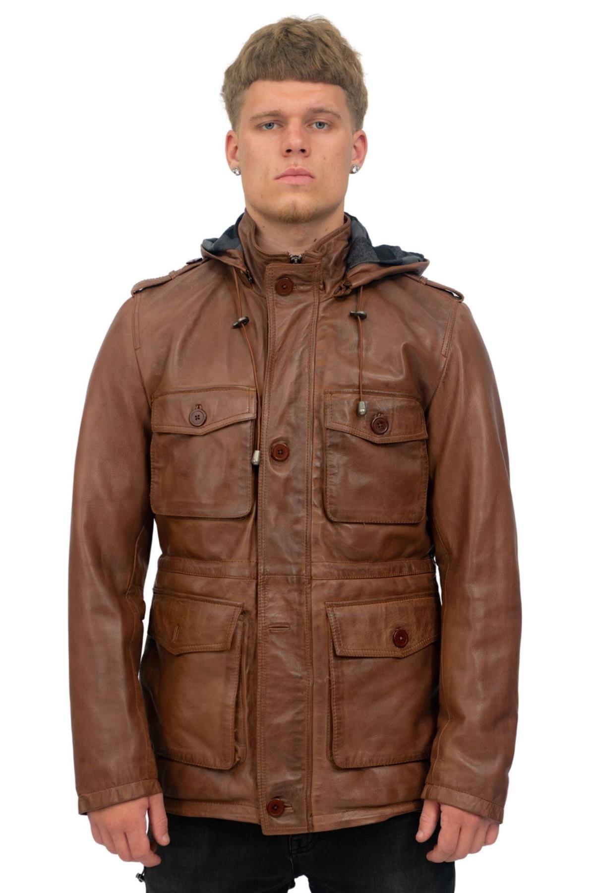 Herren-Trenchcoat aus Leder mit Kapuze – Medellin