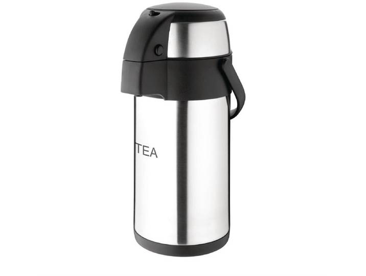 Olympia Thermoskan met Pomp - 3 liter - 'TEA' - RVS - Dubbelwandig
